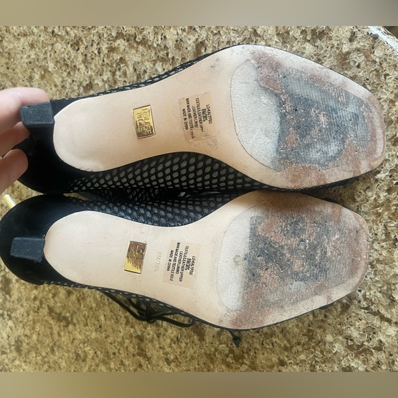 Louise et Cie Black Caged Suede Lace-Up Heels - Picture 6 of 8